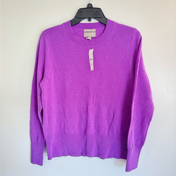 J Crew purple Cashmere classic-fit crewneck sweater - Picture 1 of 8